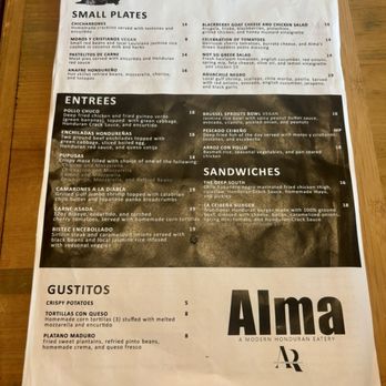 Alma Cafe - Menu - Honduran Near Me - New Orleans, Louisiana
