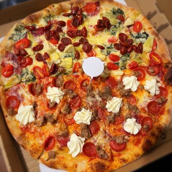Blue Pan Pizza - Half Brooklyn Bridge (add Salami) / Half Koto - Pizza Near Me - Denver, Colorado Blue Pan Pizza - Half Brooklyn Bridge (add Salami) / Half Koto - Pizza Near Me - Denver, Colorado