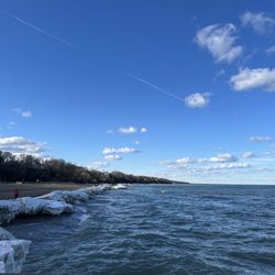Tower Road Beach - Ice build up 1/29/25, currently 46°.