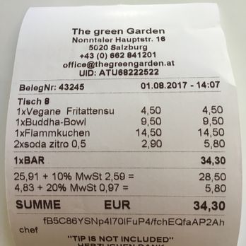 The Green Garden - The bill... - Vegan Near Me - Salzburg, 5