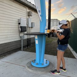 Galveston Party Boats - Charging station.  There was a plug on the boat too I saw
