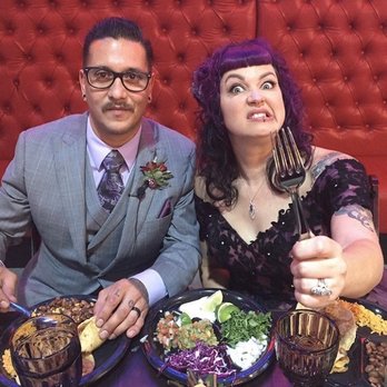 Epic Tacos - The face the bride and groom make when we can't scarf down our Epic Tacos quite yet, cuz people keep interrupting us. Hahahha - Caterers Near Me - Simi Valley, California