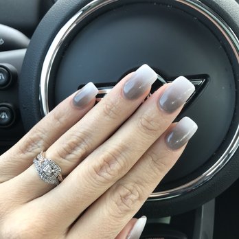 5 Forks Nails - Square round acrylics w/ gray & white ombré - Nail Salons Near Me - Simpsonville, South Carolina 5 Forks Nails - Square round acrylics w/ gray & white ombré - Nail Salons Near Me - Simpsonville, South Carolina
