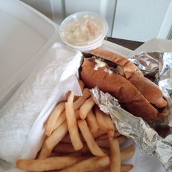 In & Out Express Pizza - Cheesesteak Platter, fries & Coleslaw