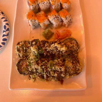 Sushiology - Kamikaze Roll 8pcs (back) and Las Vegas Roll 10pcs (front) - Sushi Bars Near Me - Orlando, Florida Sushiology - Kamikaze Roll 8pcs (back) and Las Vegas Roll 10pcs (front) - Sushi Bars Near Me - Orlando, Florida