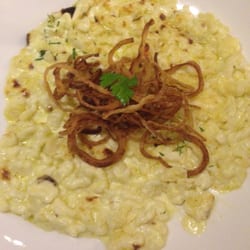 Brotzeit German Bier Bar & Restaurant - Kasepätzle- spätzle with cheese topped with crunchy fried onion, delicious!