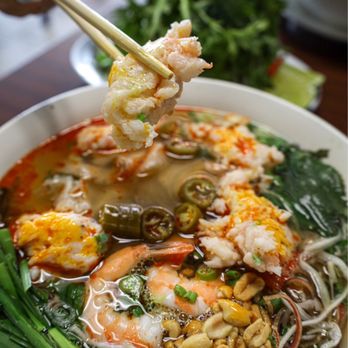 Quan Ba Ky - a bowl of noodles with shrimp and vegetables - Noodles Near Me - Houston, Texas Quan Ba Ky - a bowl of noodles with shrimp and vegetables - Noodles Near Me - Houston, Texas