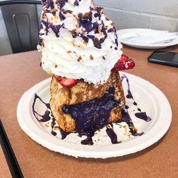 Button Up Cafe - Ube stuffed French toast - Breakfast & Brunch Near Me - Pearl City, Hawaii Button Up Cafe - Ube stuffed French toast - Breakfast & Brunch Near Me - Pearl City, Hawaii