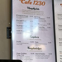 Cafe 1230 - Menu 2