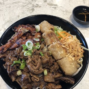 The Viet Noodle Guy - vermicelli with spring roll, pork pattie and grilled pork - Vietnamese Near Me - Burnaby, British Columbia The Viet Noodle Guy - vermicelli with spring roll, pork pattie and grilled pork - Vietnamese Near Me - Burnaby, British Columbia