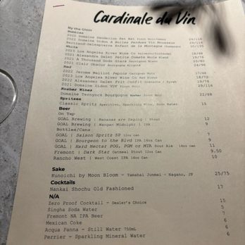 Cardinale du Vin - Wine by the glass list - Wine Bars Near Me - Los Angeles, California Cardinale du Vin - Wine by the glass list - Wine Bars Near Me - Los Angeles, California