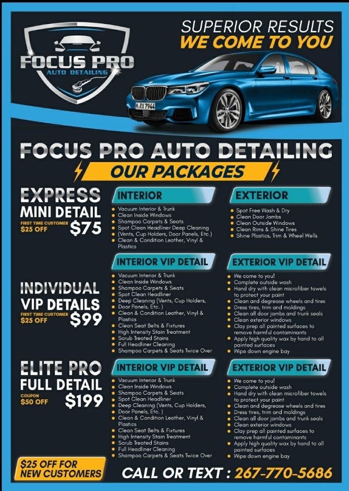 FOCUS PRO AUTO DETAILING Updated October 2024 Philadelphia