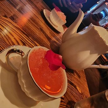 Rustic Root - A Teapot of Chamomile & Rose infused vodka cocktail ($50 serves 2-4 people) - Cocktail Bars Near Me - San Diego, California