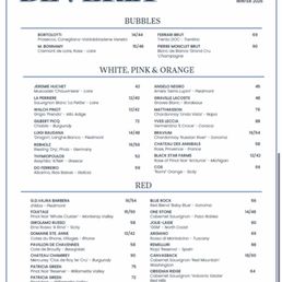 Beverage menu
