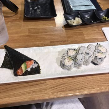 Sushi Damu - california roll and salmon hand roll - Sushi Bars Near Me - Tustin, California
