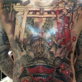 Fresh Ink Tattoos - Samurai and Pagoda back piece by Tommy - Tattoo Near Me - Arcadia, California