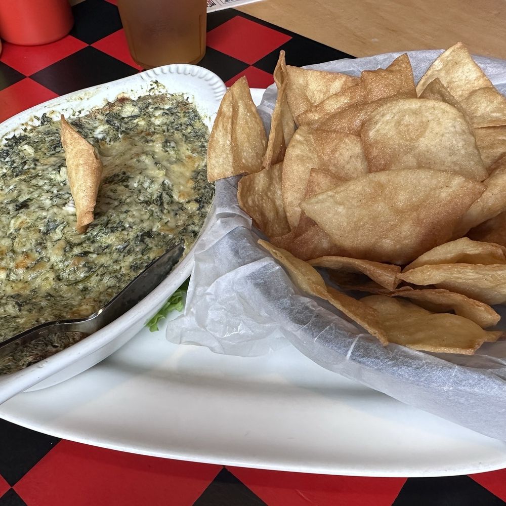Hilo Burger Joint - Chips and spinach artichoke dip - Burgers Near Me - Hilo, Hawaii Hilo Burger Joint - Chips and spinach artichoke dip - Burgers Near Me - Hilo, Hawaii