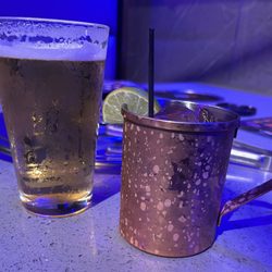KPOT Korean BBQ & Hot Pot - Draft beer and a mule