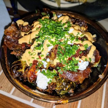 Somerset - CRISPY BRUSSELS SPROUTS - feta, dates, 'nduja - American Near Me - Chicago, Illinois Somerset - CRISPY BRUSSELS SPROUTS - feta, dates, 'nduja - American Near Me - Chicago, Illinois