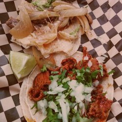 La Monarca 2 - Adobada and steak with onion and avo.