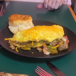 Jack's - This is a Mexican omelette. It is filled with vegetables meat perfectly prepared.