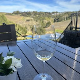 Enjoying the wine tasting with a nice view. Enjoying the wine tasting with a nice view.