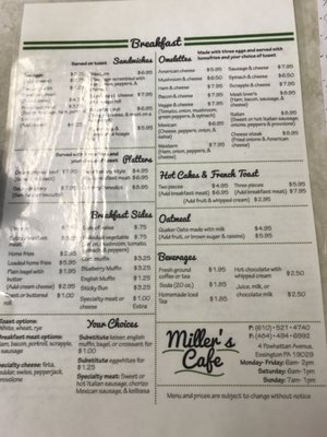 Menu photo 5 Miller's Cafe Essington, PA