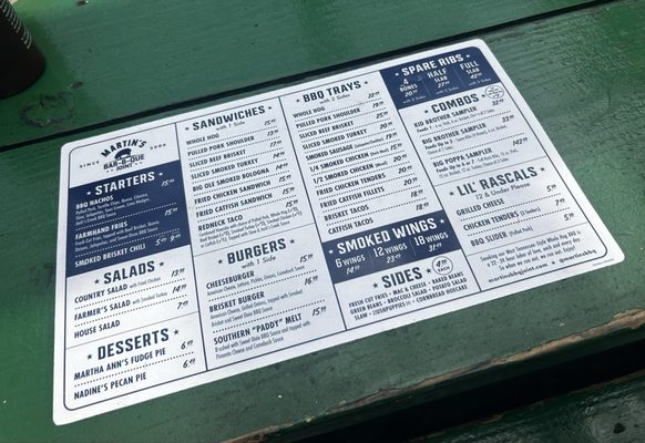 Menu photo 2 Martin's Bar-B-Que Joint Nashville, TN