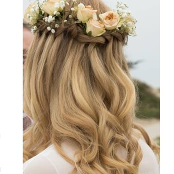 Beau Ideal Beauty Productions - waterfall braids with flowers - Makeup Artists Near Me - Oxnard, California