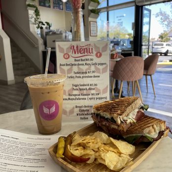 Apartment Cafe - Iced rose latte, and a roast beef panini - Coffee & Tea Near Me - Rancho Cucamonga, California