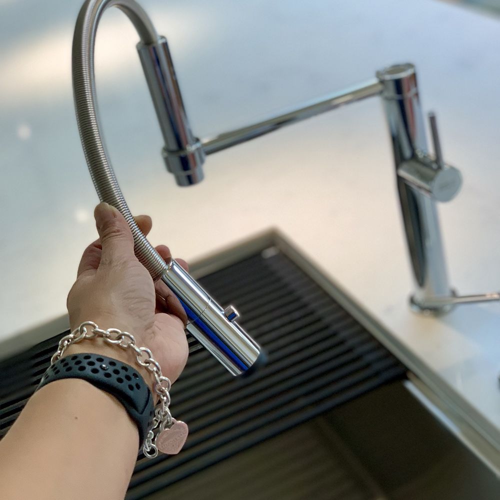 SplashWorks - Franke Pescara faucet in chrome. I chose this so I can easily fill pots off the countertop. - Kitchen & Bath Near Me - San Jose, California SplashWorks - Franke Pescara faucet in chrome. I chose this so I can easily fill pots off the countertop. - Kitchen & Bath Near Me - San Jose, California