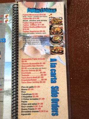Menu photo 1 La Loma Restaurant Clarksville, IN
