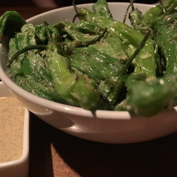 Nobie's - Blistered Shishitos (bonito, nori, spicy mayo) for $9 - New American Near Me - Houston, Texas Nobie's - Blistered Shishitos (bonito, nori, spicy mayo) for $9 - New American Near Me - Houston, Texas
