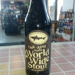 Bryant Liquor Store - New Beer today: 
*Dogfish Oak-Aged Vanilla World Wide Stout. 
-IBU: 70 
-ABV: 15-20%
-Sold by the bottle-
