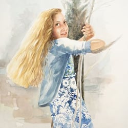 Ann Miller Calligraphy & Illustration - Watercolor portrait.