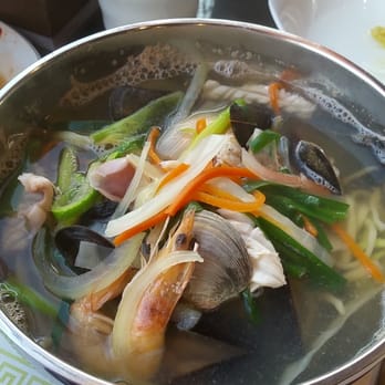 Halmae Noodle - Seafood "hae-mool" kalguksu. Tri-colored noodles - Korean Near Me - Palisades Park, New Jersey Halmae Noodle - Seafood "hae-mool" kalguksu. Tri-colored noodles - Korean Near Me - Palisades Park, New Jersey