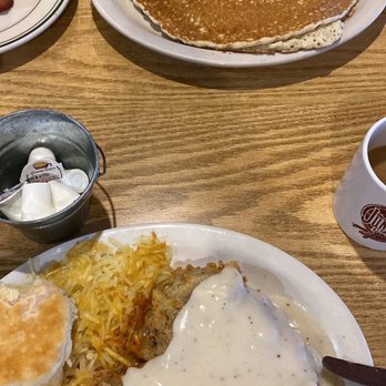Junction Cafe - Pancake plate and chicken fried steak breakfast - Cafes Near Me - Bertram, Texas