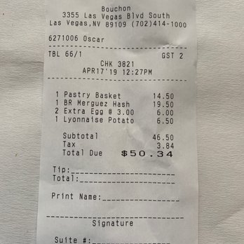 Bouchon - Our check. - French Near Me - Las Vegas, Nevada