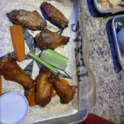 Pappa Charlie's Barbeque - 6 piece smoked wings ( garlic Parmesan and buffalo)