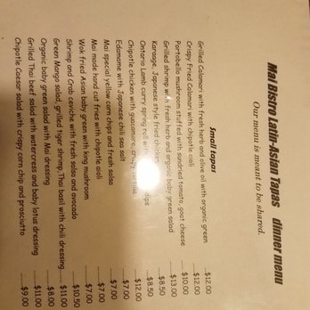 Mai Bistro - Menu - Asian Fusion Near Me - Toronto, Ontario Mai Bistro - Menu - Asian Fusion Near Me - Toronto, Ontario