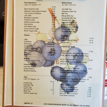 Kohi - Menu - Cafes Near Me - Las Vegas, Nevada Kohi - Menu - Cafes Near Me - Las Vegas, Nevada
