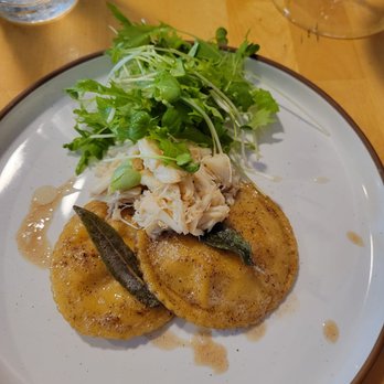 Over Easy - Fricken ohohooohhoooh good kabocha ravioli with crab - Breakfast & Brunch Near Me - Kailua, Hawaii Over Easy - Fricken ohohooohhoooh good kabocha ravioli with crab - Breakfast & Brunch Near Me - Kailua, Hawaii