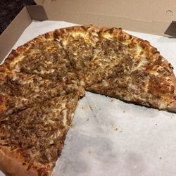 Reno's Pizza - This was tonight's hamburger pizza cooked perfectly!