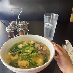 Wonton with eggs noodles soup