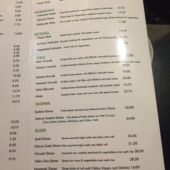 Kirala - Menu 12/17 - Sushi Bars Near Me - Berkeley, California