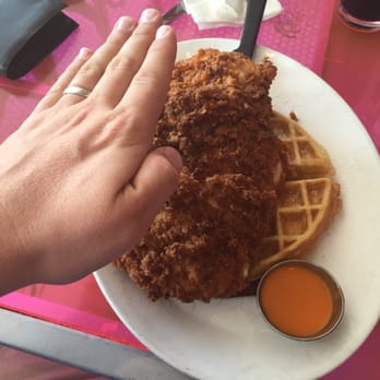 Big Pink - Chicken and waffles. Just so you can see the size of it - Pizza Near Me - Miami Beach, Florida Big Pink - Chicken and waffles. Just so you can see the size of it - Pizza Near Me - Miami Beach, Florida