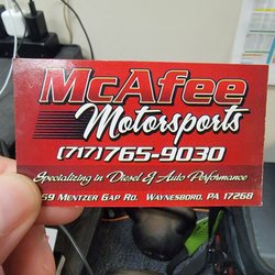 McAfee Motorsports - Business card...
