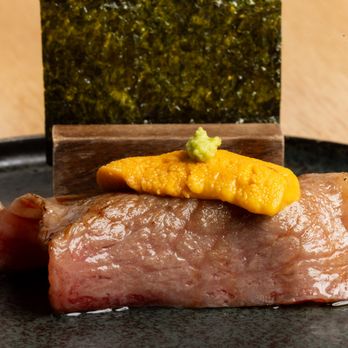 Iki Ramen - A5 Miyazaki wagyu beef with uni grab handroll - Ramen Near Me - Los Angeles, California Iki Ramen - A5 Miyazaki wagyu beef with uni grab handroll - Ramen Near Me - Los Angeles, California