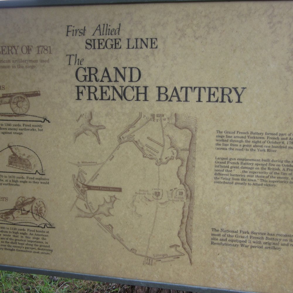 Yorktown Battlefield - Placard about the French Battery - Landmarks & Historical Buildings Near Me - Yorktown, Virginia Yorktown Battlefield - Placard about the French Battery - Landmarks & Historical Buildings Near Me - Yorktown, Virginia