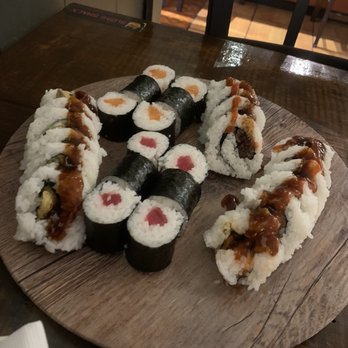 Sushi Shack - Salmon Roll, Tuna Roll, beef roll,  I forgot the other one but it was packed with rice - Sushi Bars Near Me - Plano, Texas
